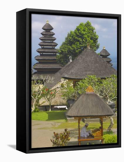 Man Reading at Besakih Temple, Bali, Indonesia, Southeast Asia, Asia-Sakis Papadopoulos-Framed Premier Image Canvas