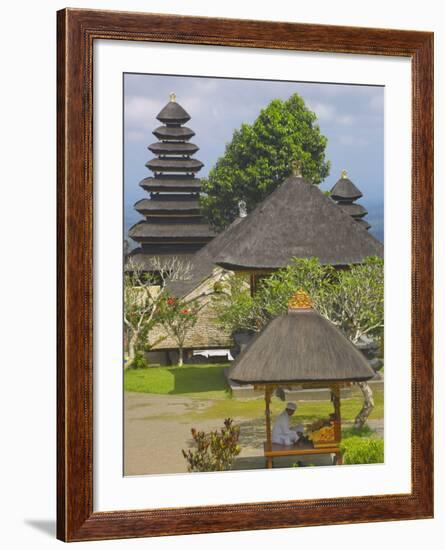 Man Reading at Besakih Temple, Bali, Indonesia, Southeast Asia, Asia-Sakis Papadopoulos-Framed Photographic Print