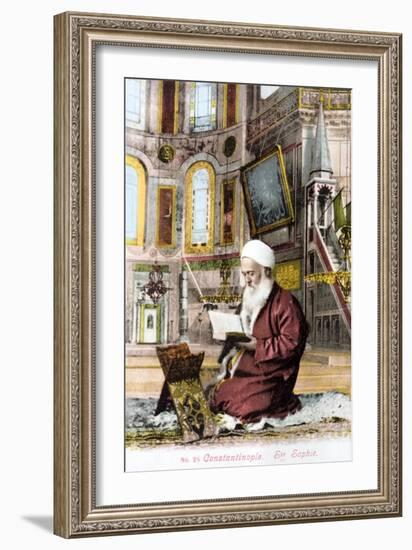 Man Reading Koran in Hagia Sofia-null-Framed Giclee Print