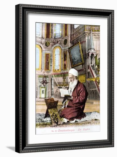 Man Reading Koran in Hagia Sofia-null-Framed Giclee Print