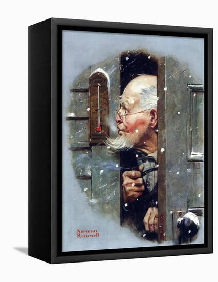 Man Reading Thermometer (or Fifteen Below Zero)-Norman Rockwell-Framed Premier Image Canvas