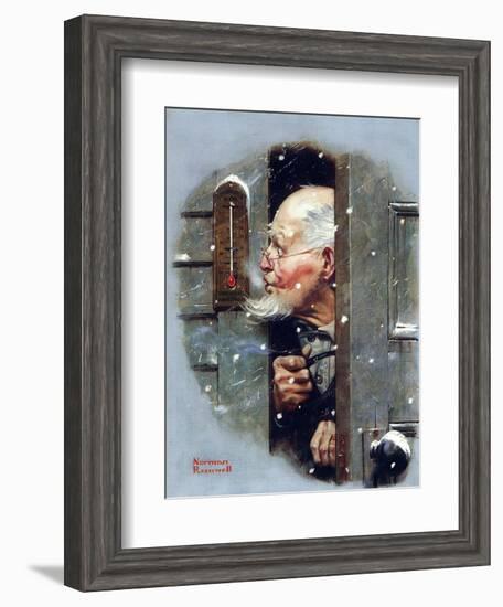 Man Reading Thermometer (or Fifteen Below Zero)-Norman Rockwell-Framed Giclee Print