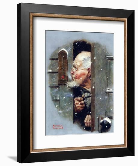 Man Reading Thermometer (or Fifteen Below Zero)-Norman Rockwell-Framed Giclee Print