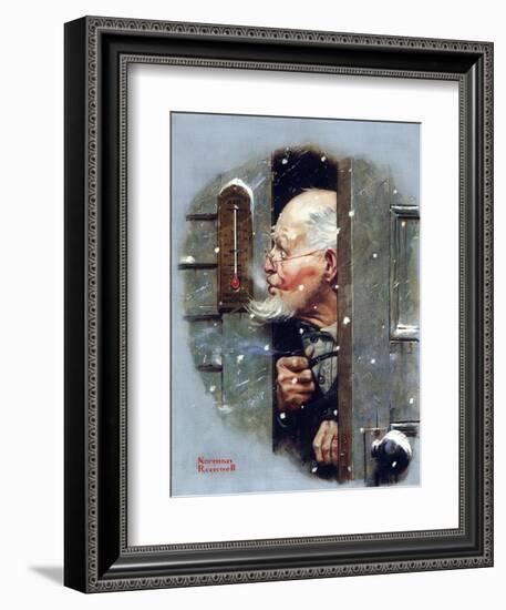 Man Reading Thermometer (or Fifteen Below Zero)-Norman Rockwell-Framed Giclee Print