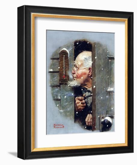 Man Reading Thermometer (or Fifteen Below Zero)-Norman Rockwell-Framed Giclee Print