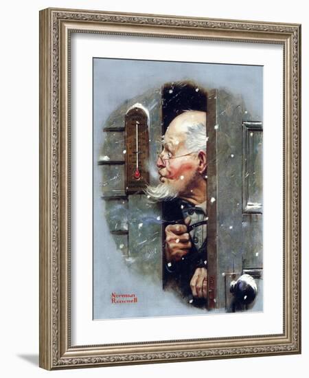 Man Reading Thermometer (or Fifteen Below Zero)-Norman Rockwell-Framed Giclee Print