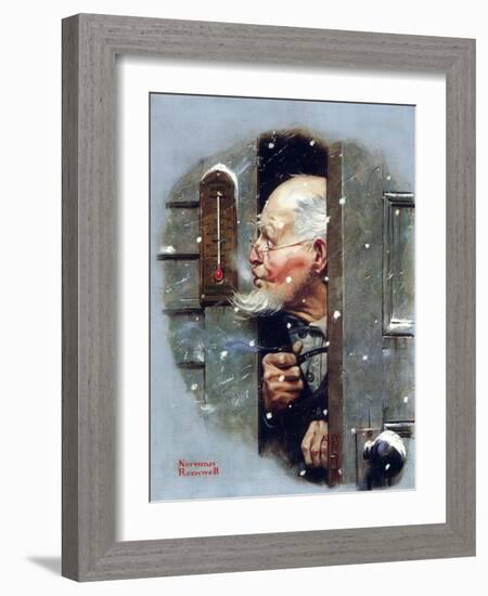 Man Reading Thermometer (or Fifteen Below Zero)-Norman Rockwell-Framed Giclee Print