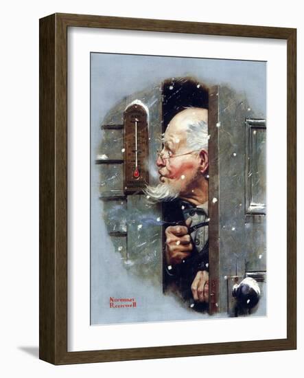 Man Reading Thermometer (or Fifteen Below Zero)-Norman Rockwell-Framed Giclee Print