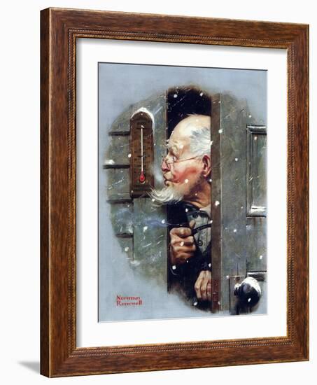 Man Reading Thermometer (or Fifteen Below Zero)-Norman Rockwell-Framed Giclee Print