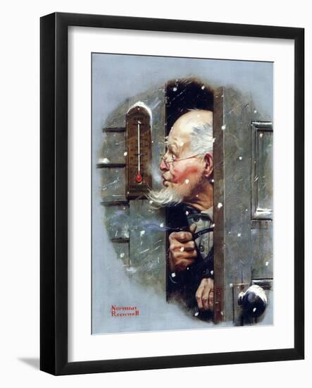 Man Reading Thermometer (or Fifteen Below Zero)-Norman Rockwell-Framed Giclee Print