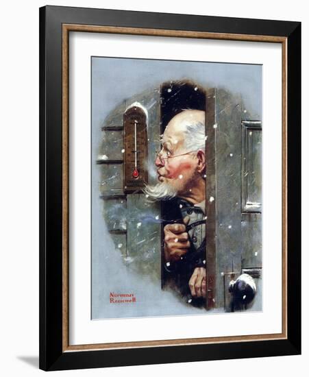 Man Reading Thermometer (or Fifteen Below Zero)-Norman Rockwell-Framed Giclee Print