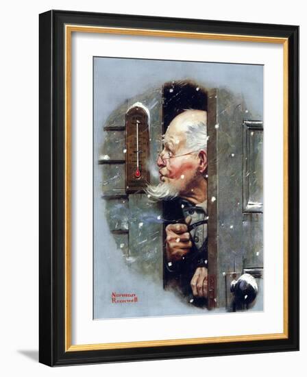 Man Reading Thermometer (or Fifteen Below Zero)-Norman Rockwell-Framed Giclee Print