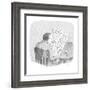 Man reads the obituaries in newspaper; headlines for each death refer, rel? - New Yorker Cartoon-Roz Chast-Framed Premium Giclee Print