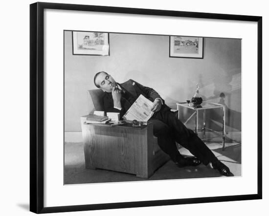 Man Relaxing with Pipe-null-Framed Photographic Print