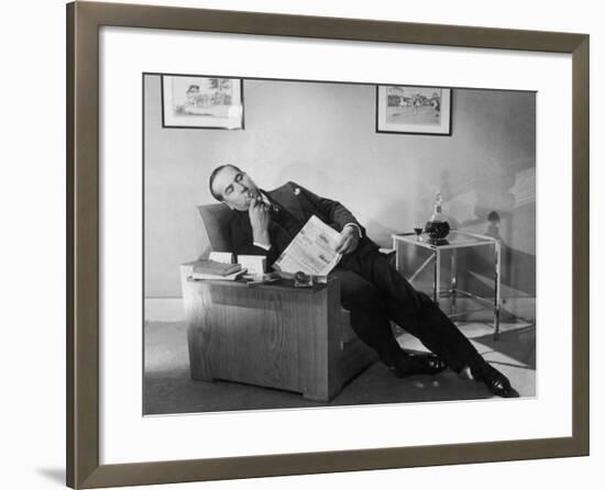 Man Relaxing with Pipe-null-Framed Photographic Print