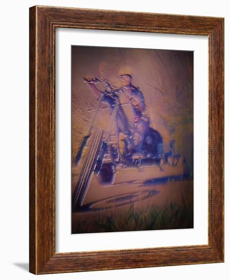 Man Riding a Motorcycle-null-Framed Photographic Print