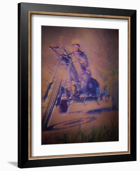 Man Riding a Motorcycle-null-Framed Photographic Print