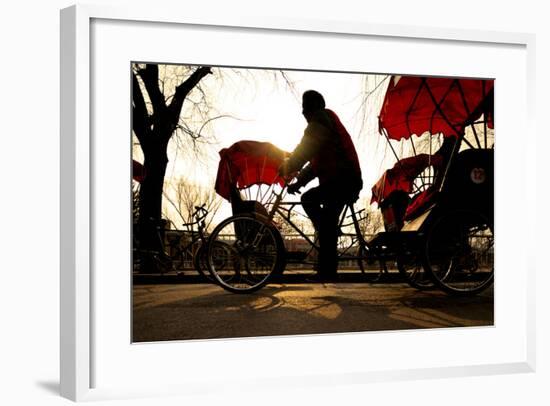 Man Riding a Rickshaw.-Rawpixel com-Framed Photographic Print