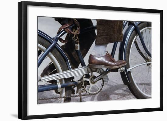 Man Riding Bicycle in Dress Shoes-William P. Gottlieb-Framed Photographic Print