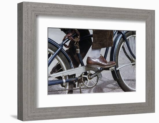 Man Riding Bicycle in Dress Shoes-William P. Gottlieb-Framed Photographic Print