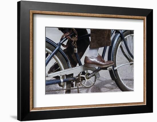 Man Riding Bicycle in Dress Shoes-William P. Gottlieb-Framed Photographic Print