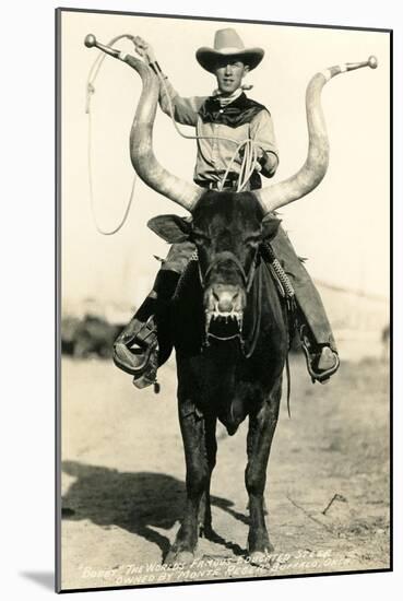 Man Riding Lyre-Horned Steer-null-Mounted Art Print