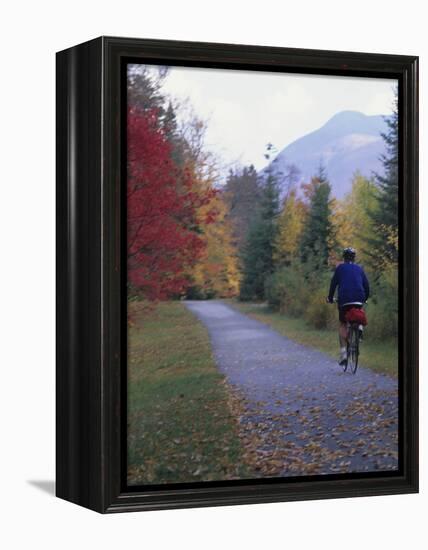 Man Riding on Paved Trail, Franconia Notch, New Hampshire, USA-Merrill Images-Framed Premier Image Canvas