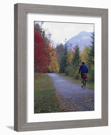 Man Riding on Paved Trail, Franconia Notch, New Hampshire, USA-Merrill Images-Framed Photographic Print