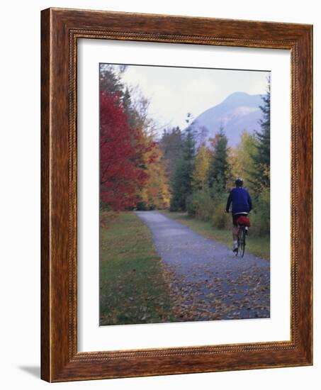 Man Riding on Paved Trail, Franconia Notch, New Hampshire, USA-Merrill Images-Framed Photographic Print