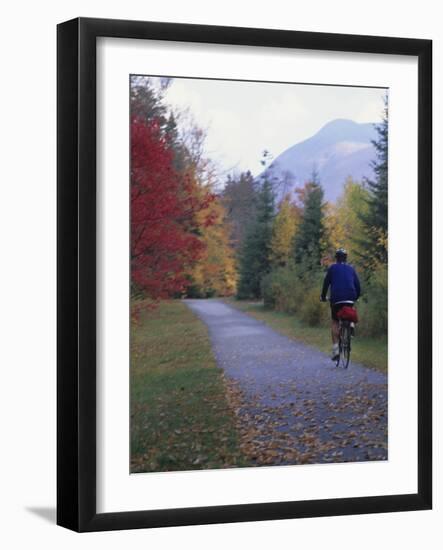 Man Riding on Paved Trail, Franconia Notch, New Hampshire, USA-Merrill Images-Framed Photographic Print