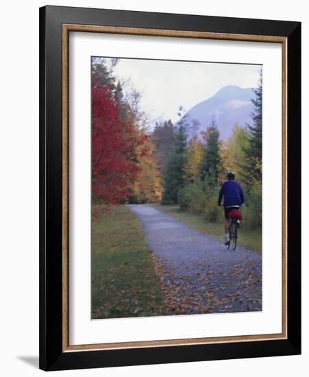 Man Riding on Paved Trail, Franconia Notch, New Hampshire, USA-Merrill Images-Framed Photographic Print