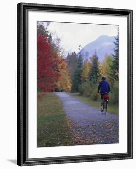 Man Riding on Paved Trail, Franconia Notch, New Hampshire, USA-Merrill Images-Framed Photographic Print