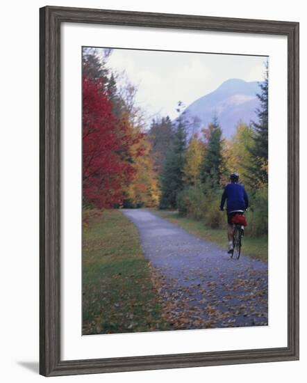 Man Riding on Paved Trail, Franconia Notch, New Hampshire, USA-Merrill Images-Framed Photographic Print