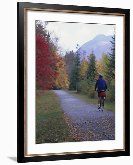 Man Riding on Paved Trail, Franconia Notch, New Hampshire, USA-Merrill Images-Framed Photographic Print