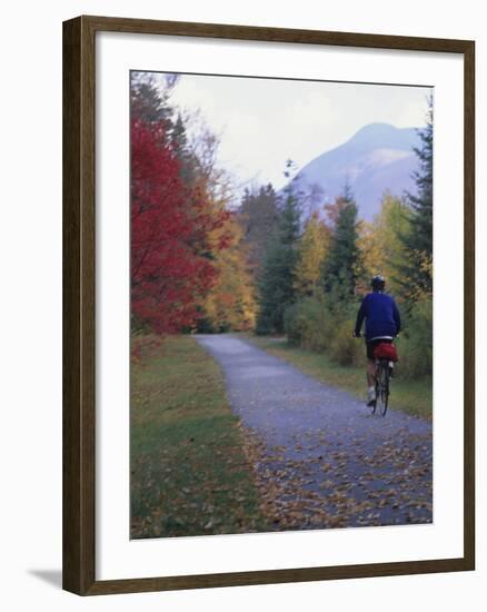 Man Riding on Paved Trail, Franconia Notch, New Hampshire, USA-Merrill Images-Framed Photographic Print