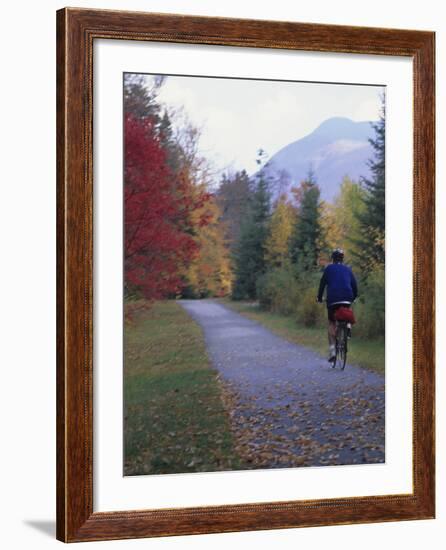 Man Riding on Paved Trail, Franconia Notch, New Hampshire, USA-Merrill Images-Framed Photographic Print