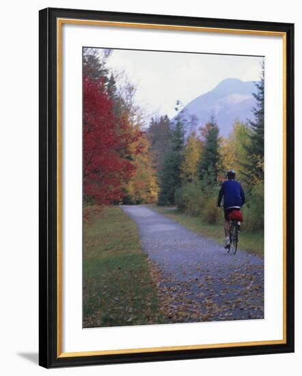 Man Riding on Paved Trail, Franconia Notch, New Hampshire, USA-Merrill Images-Framed Photographic Print