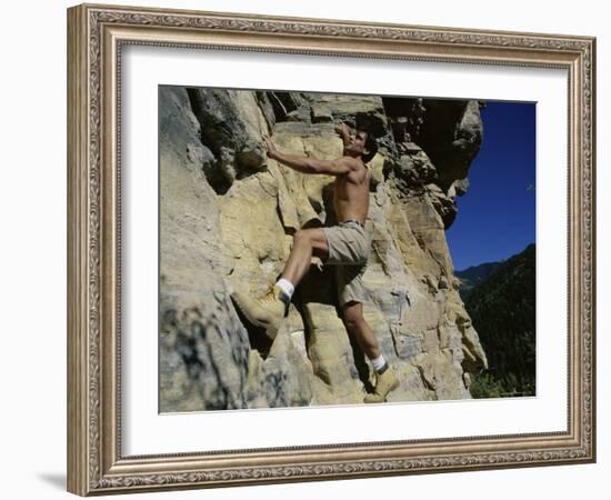 Man Rock Climbing-null-Framed Photographic Print