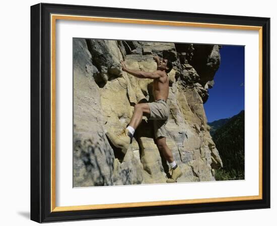 Man Rock Climbing-null-Framed Photographic Print