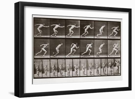 Man Running, Plate 59 from Animal Locomotion, 1887 (B/W Photo)-Eadweard Muybridge-Framed Giclee Print