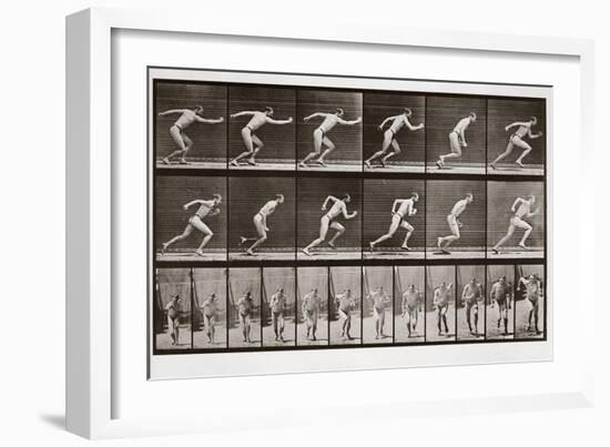 Man Running, Plate 59 from Animal Locomotion, 1887 (B/W Photo)-Eadweard Muybridge-Framed Giclee Print