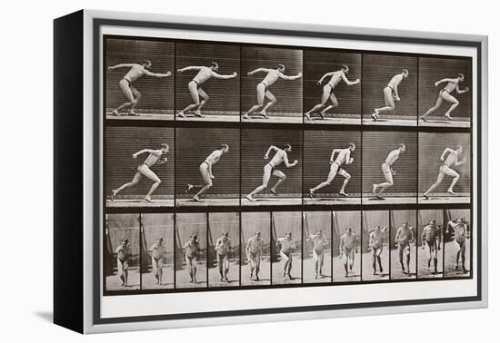 Man Running, Plate 59 from Animal Locomotion, 1887 (B/W Photo)-Eadweard Muybridge-Framed Premier Image Canvas