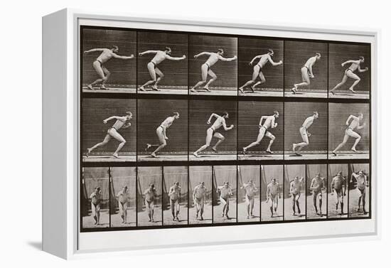 Man Running, Plate 59 from Animal Locomotion, 1887 (B/W Photo)-Eadweard Muybridge-Framed Premier Image Canvas