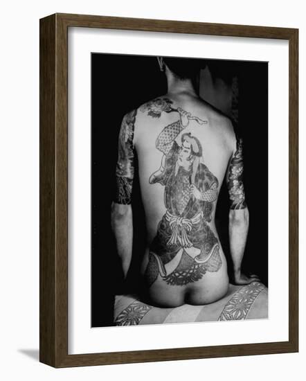 Man's Back Tattooed of a Man Dancing with a Chrysanthemum, Design Known as the "Gambler's Tattoo"-Alfred Eisenstaedt-Framed Photographic Print