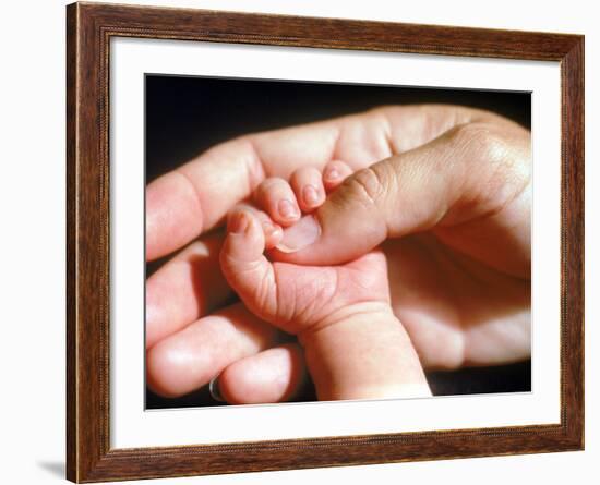 Man's Hand Holding Baby's Hand-Mitch Diamond-Framed Photographic Print