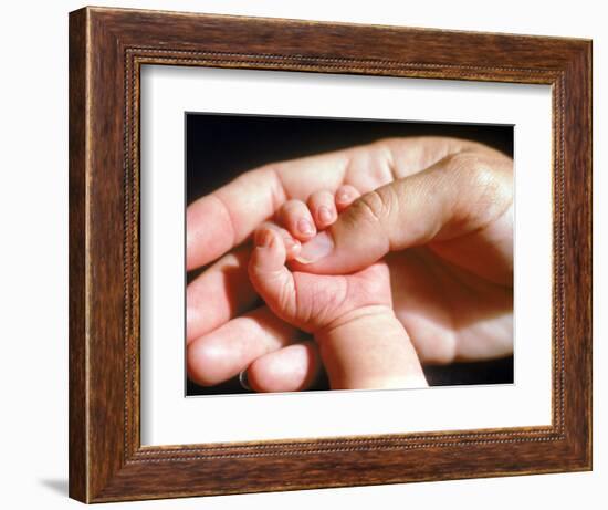 Man's Hand Holding Baby's Hand-Mitch Diamond-Framed Photographic Print