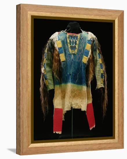 Man's Shirt, Cheyenne, C.1860 (Buckskin, Wool, Ermine Skin and Human Hair)-American-Framed Premier Image Canvas