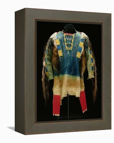 Man's Shirt, Cheyenne, C.1860 (Buckskin, Wool, Ermine Skin and Human Hair)-American-Framed Premier Image Canvas