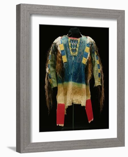 Man's Shirt, Cheyenne, C.1860 (Buckskin, Wool, Ermine Skin and Human Hair)-American-Framed Giclee Print