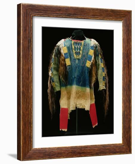 Man's Shirt, Cheyenne, C.1860 (Buckskin, Wool, Ermine Skin and Human Hair)-American-Framed Giclee Print